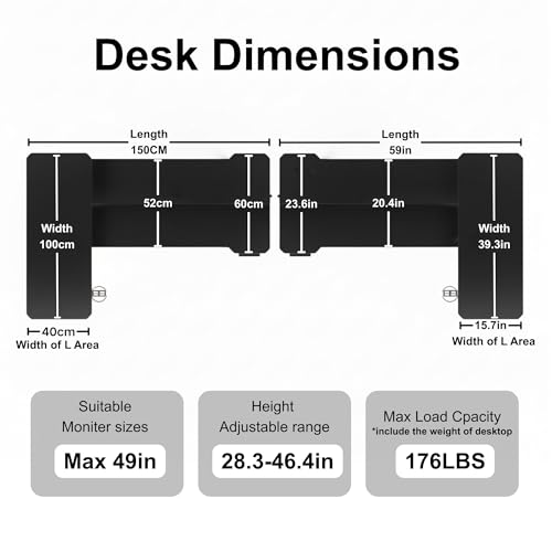 Image of Acrolix L Shaped Electric Standing Desk - 59x40 Inch Reversible Corner Sit Stand Desk with Hook&Cup Holder,Electric Height Adjustable Table,for Home Office Gaming Computer Desk, Rustic Brown