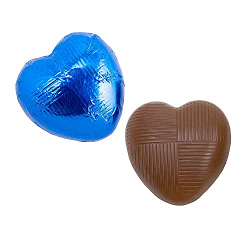 Italian Options Milk Chocolate Foiled Hearts, 200 Chocolates, Royal Blue Foil