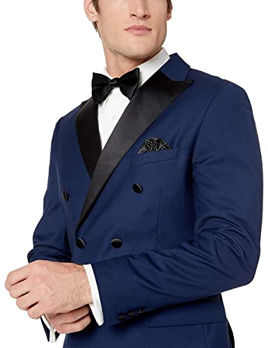 Adam Baker Men’s Slim Fit Double Breasted Peak Lapel 2-Piece Tuxedo Suit Set2