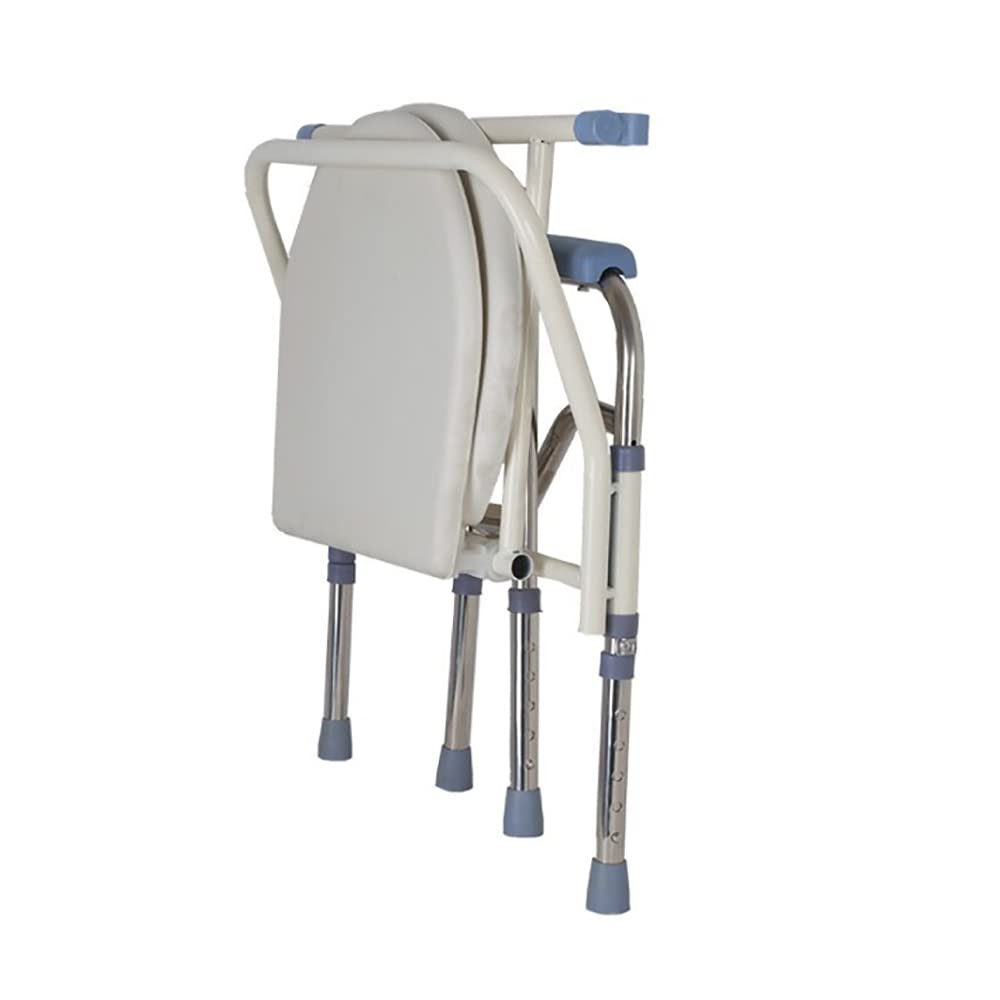Sedia WC pieghevole per anziani, sedia a rotelle, altezza regolabile su entrambi i lati, capacità di carico 150 kg, per anziani e disabili
