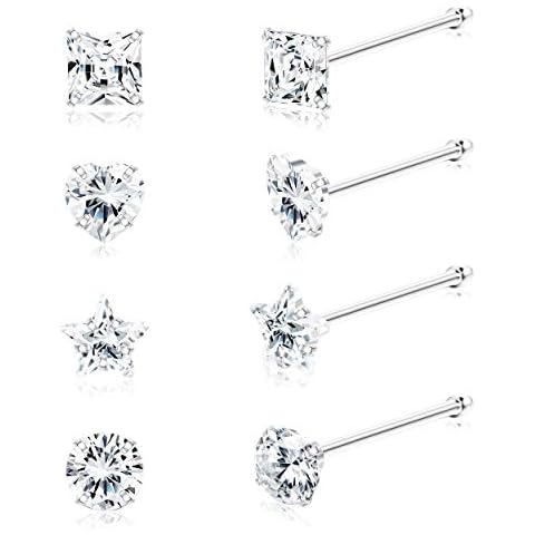 Sllaiss 8Pcs Sterling Silver Nose Rings Cover