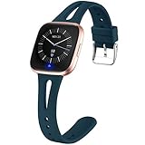 Ouwegaga Compatible for Fitbit Versa Bands for Women Men Versa 2 Bands Slate Blue Small
