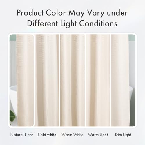 Image of AmazerBath Stall Shower Curtain Beige, Cream Shower Curtain Fabric, Hotel Quality Bathroom Curtain Waffle Textured, Heavy Duty 240GSM, 36 x 72 Inches