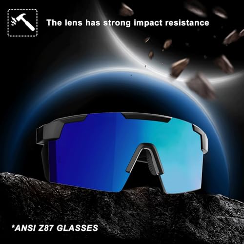 Image of MAXJULI XL Z87 Sunglasses for Big Wide Heads Men TR90 Ultralight UV400 Protection Work Glasses Z8225