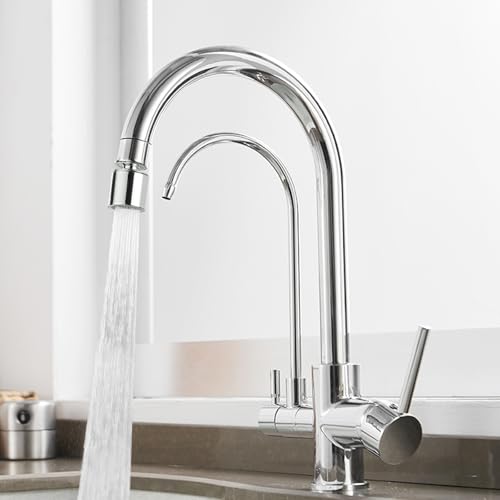 Filtre à eau de lavabo de cuisine mitigeur 3 voies rotable 2 modes brossé - 2
