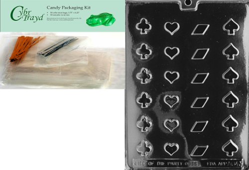 Cybrtrayd Bridge Mix All Occasions Chocolate Candy Mold with Packaging Bundle of 50 Cello Bags, 50 Twist Ties and Chocolate Molding Instructions
