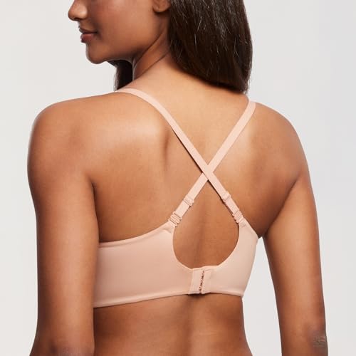 Image of DOBREVA Women's Push Up Wireless Bra Padded T Shirt Bras No Underwire Plunge Bralette