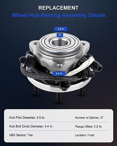 Image of ECCPP 2-Piece 515052 Wheel Hub Bearing for Mercury Mountaineer 1997-2001 | for Ford Explorer Sport Trac 2001-2005 5 lugs w /ABS Sensor Pre-Greased Sealed