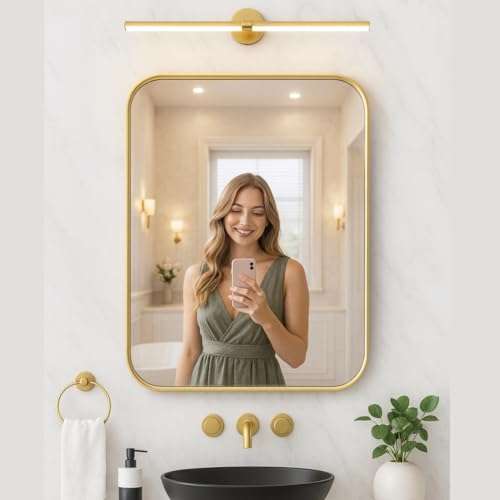 Image of 18x24 Inch Metal Frame Mirror Glass for Wall /Aluminium Rectangle Bathroom Wall Mirror /Mirror for Bathroom /Bedroom /Living Room /Entryway /Dressing Room /Decorative /Vanity| AM1824A2