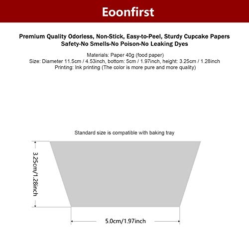 Eoonfirst LC30019 Standard Size Baking Cups Food-Grade Greaseproof Paper Cupcake Liners 200 Pcs thumb #3