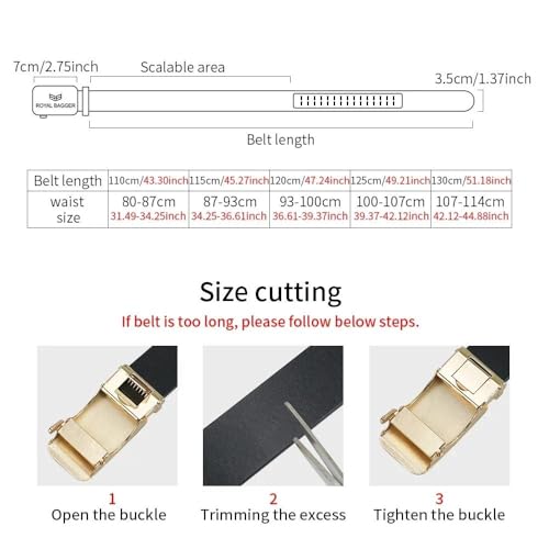 Men's Genuine Leather Ratchet Belt for Dress & Casual Wear, Trim-to-Fit Design, Elegant Gift Box 012