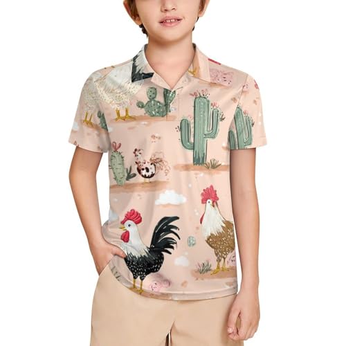 Boys' Classic Polo Shirts Short Sleeve Moisture-Wicking Golf & Tennis Shirts for Youth Teens Love Koala