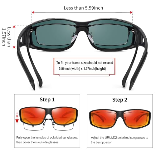 Image of URUMQI Polarized Sunglasses Fit Over Glasses for Men Women, Wraparound Sun Glasses UV400 Protection for Driving Fishing