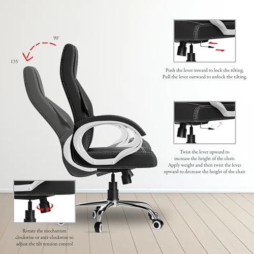 Image of FUGO FG21 Ergonomic Office Chair,Adjustable Height,Cushioned Back&Seat,Tilting Mechanism,Heavy Duty Metal Base,Dual Nylon Casters,Comfortable Desk Chair for Work,Home Office,3-Year Warranty (Black)