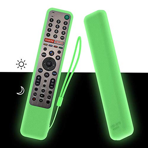 Image of Oboe Silicone Cover for Sony Smart TV Voice Remote RMF-TX600U / RMF-TX500E - Protective Case With Loop (Glow in Dark Green) [Remote NOT Included]