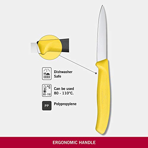 Image of Victorinox Swiss Made Stainless Steel Swiss Classic Paring Knife, Kitchen Tools, Kitchen Items, 8 cm Straight Edge, Yellow, 6.7606.L118