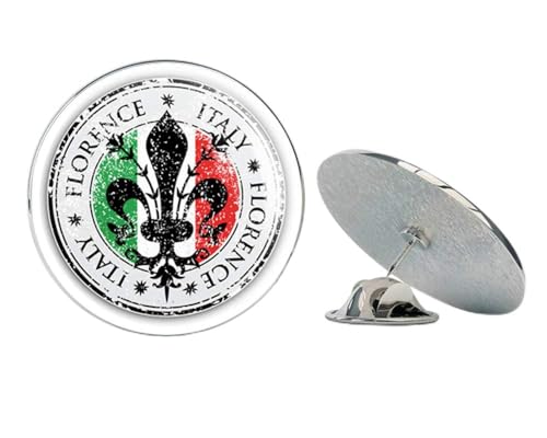 Florence Italy Flag Grunge Stamp Travel Round Metal 0.75