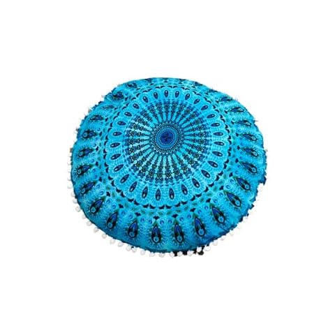 My Dream Carts 22 Inch Floor Cushion “Cover Only” Boho Mandala Bedroom Round Throw Pillows Cover Home Decor Pillowcases Pouf Seating Seat Meditation Cushions Covers (22” Pillow Cover,Without Filler) Cover