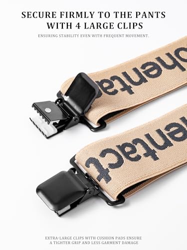 Image of Men's Industrial Strength Suspenders 2-Inch Wide X-Back Heavy Duty Braces Strong Metal Clips, Elastic Adjustable