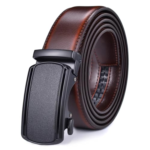 Men's Adjustable Leather Belt With Metal Ratchet, Double-Sided Heavy-Duty Belt Zd02 Coffee 160cm3