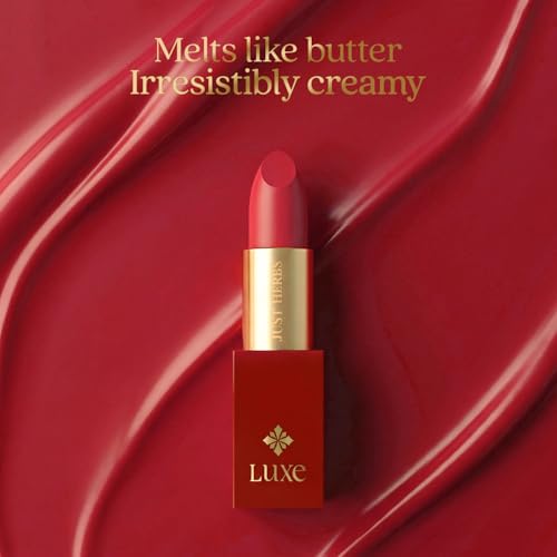 Image of Just Herbs Luxe Satin Melt High Shine Lipstick | Luxury Makeup | Ayurvedic Formula | Long Lasting Shine | Ayurvedic Lipstick - 4 gm (09 SEARING SCARLET)