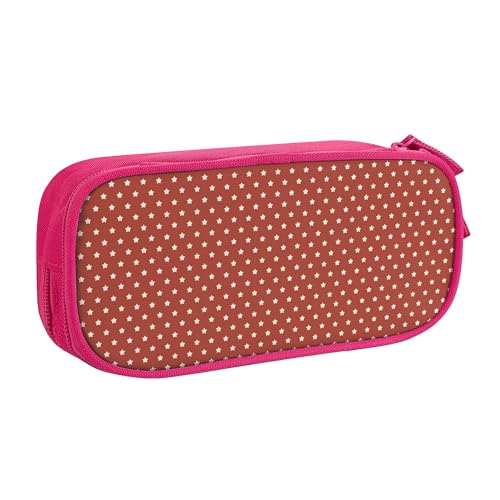 YINGD Estuche para lápices de gran capacidad, diseño de estrellas patrióticas, fondo rojo, estuche para lápices con 2 compartimentos, Black, 21x10.5x5cm, Organizador de bolsas