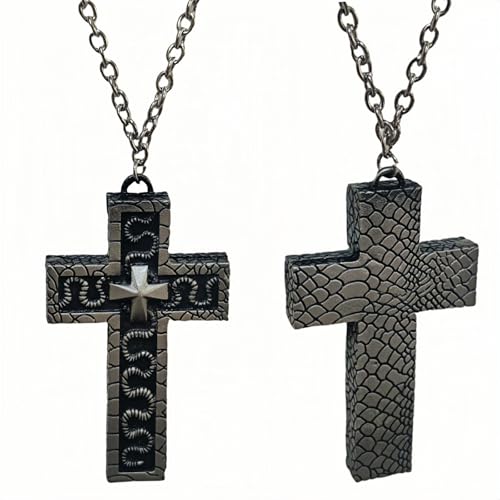 Squid Necklace, Game Secret Compartment Cross Necklace - Alloy, 3D Stereo Carving, Men's Vintage Large cross necklace2
