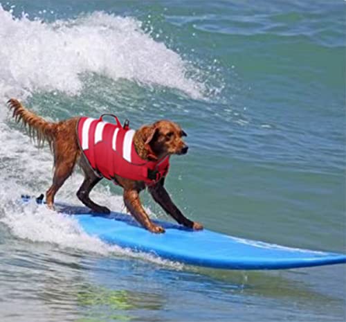 Dog Life Jacket with Reflective Stripes,Adjustable High with Strong Rescue Handle Dog Life Vest for Swimming and Boating (Red - Image 2