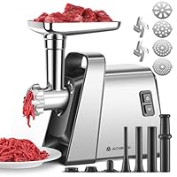AAOBOSI Tritacarne Elettrico 4-In-1 Professionale, 3000W, 4 Dischi Di Macinazione In Acciaio Inox, 1 Kubbe, 3 Tubi Per Insaccati, 2 Lame