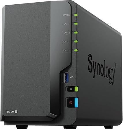 Synology DS224+ 2-Bay Diskstation NAS (Intel Celeron J4125 4-Core 2.0 GHz 2GB DDR4 RAM 2xRJ-45 1GbE LAN-Port) 12TB Bundle mit 2X 6TB Bestpreis Festplatten
