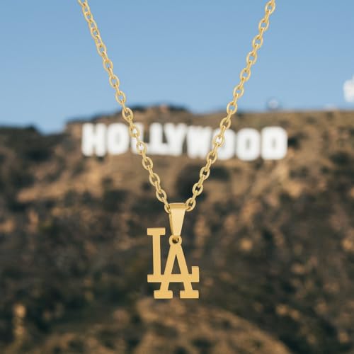 Los Angeles Necklace Stainless Steel Pendant Necklace Silver LA Link Chain L.A Pendant High Polished Finish Gift Idea3