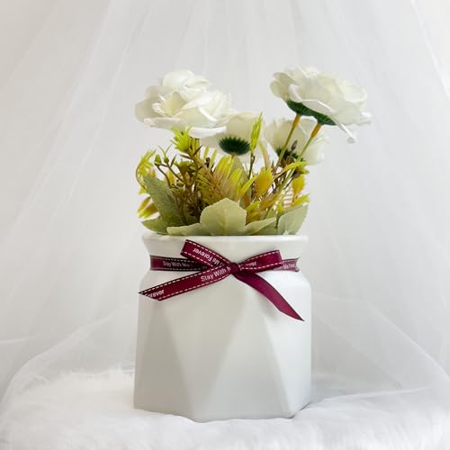 Image of Art Street Origami Flower Vase Without Flowers, Modern & Classic Decorative Flower Pot for Home Decor, Living Room & Office Decoration, Vintage Tabletop & Bookshelf Decor (White,Size:5X5 Inch)