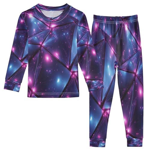 Pajama Sets Long Sleeve Blue and Pink Triangles Soft Comfy Sleepwear 2 Piece PJS 3-8T