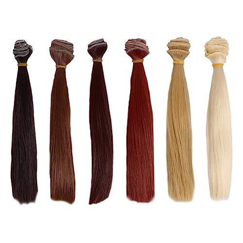 SEWACC 6 Piezas De Pelucas para Muñecas Suministros para Hacer Muñecas Pelucas De Juguete para Niñas Pelucas De Salmonete Cabello De Muñeca Cabello Artesanal para Muñecas Juguetes