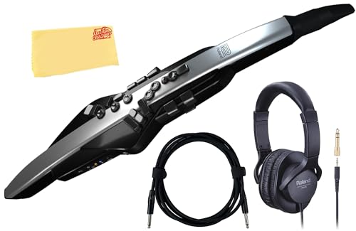 roland ae-30 aerophone pro digital saxophone bundle with headphones instrument cable and austin bazaar polishing cloth