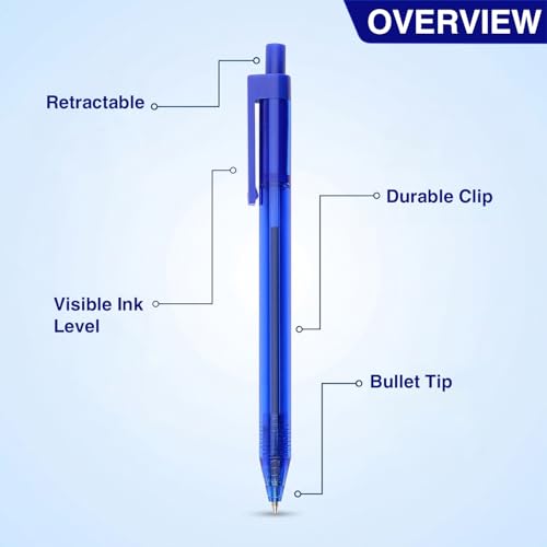 Stylos à bille bleus rétractables pour les examens et la prise de note