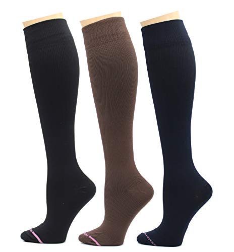Image of Dr. Motion 3 Pairs Therapeutic Graduated Compression Women's Knee-hi Socks