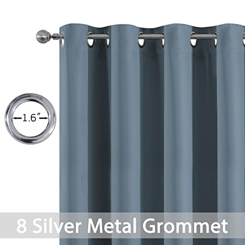 Yakamok Blackout Curtains Room Darkening Thermal Insulated Window Panels,Solid Grommet Top Drapes for Bedroom/Living Room(52x108 Inch, Stone Blue, 2 Panels)