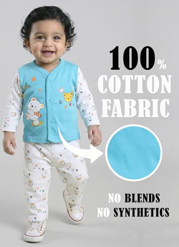 Image of Pure Cotton Full Sleeve Front Open T-shirt and Full Pant Combo Set for Infants