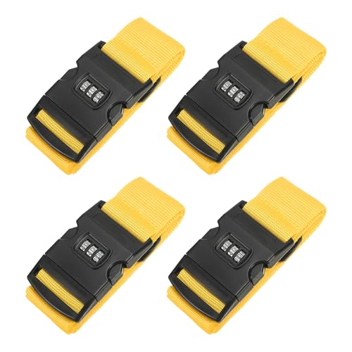 Image of PATIKIL Luggage Straps, 4 Pack Suitcase Straps Adjustable Luggage Belts Strap with Combination Lock for Luggage Suitcases Travel, Yellow