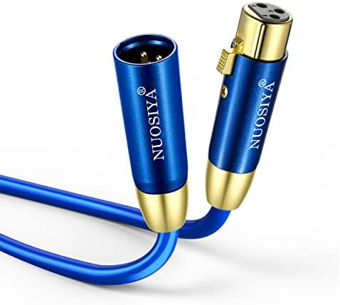 NUOSIYA XLR Cable, XLR to XLR 2m, 3 pin Balanced XLR Microphone Cable, XLR Splitter Male to Female Blue, Audio Extension Cable for Mixing Desk, Speaker, Phantom Power, Amplifier, Audio Mixer