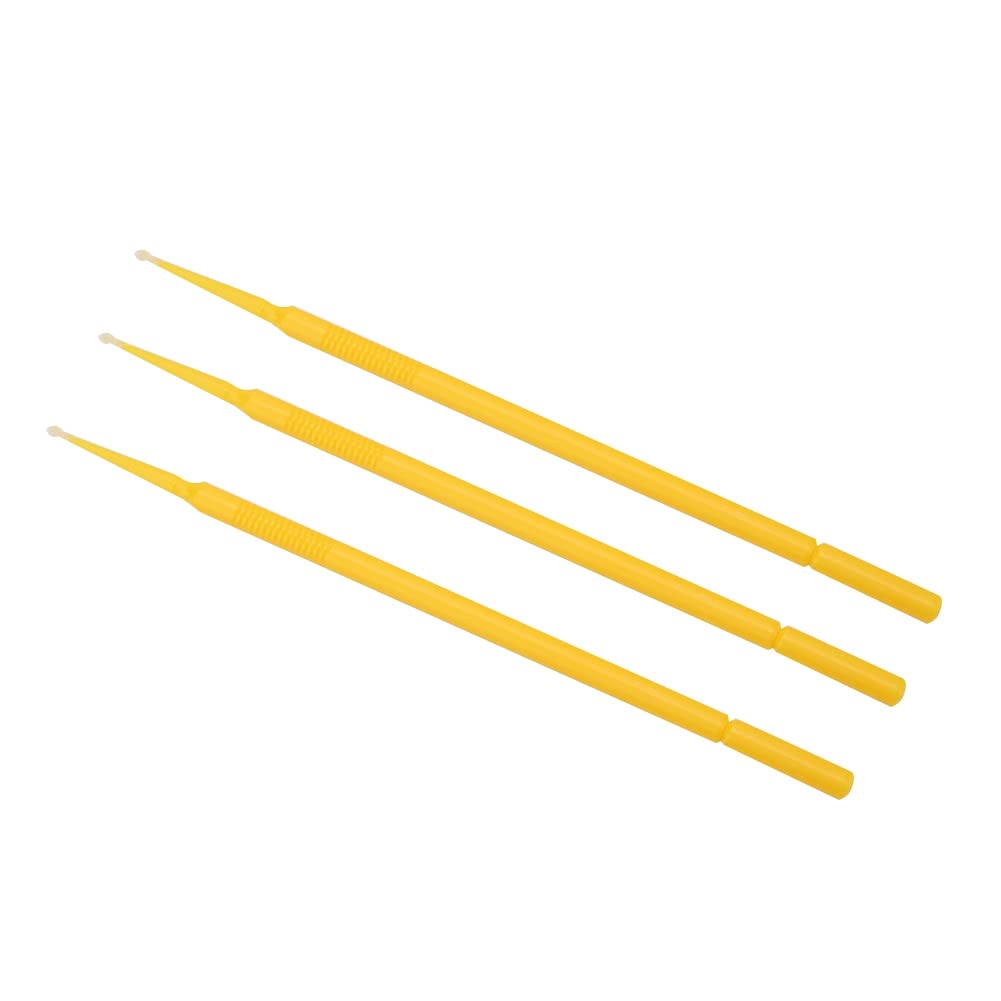 Oral Micro Applicator Pinsel | Biegbare Tipps für eine genaue Anwendung | Einweg & nachhaltig | 3 Farben (grün/gelb/weiß) | 100 - Pack mit handlichem Behälter (Medium yellow medicine stick)