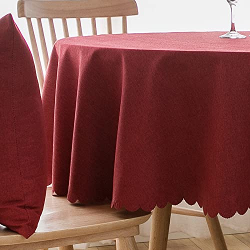 Image of Jeloris Round Waterproof Tablecloth Spill-Proof and Stain Resistant Table Cloth Wrinkle Free Washable Decorative Fabric Table Cover for Kitchen, Dining, Parties, Buffet, Wedding(63 inch, Red)