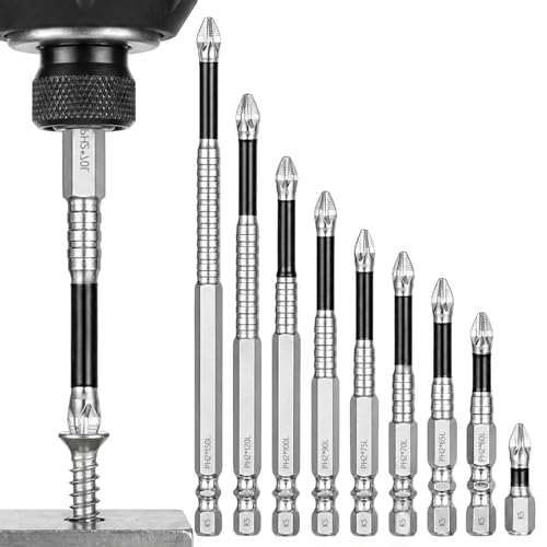 Image of 9 Pcs Magnetic Drill Bits, K5 Anti Slip Drill Bits Fixion Tools Drills Bit, K5 High-Magnetic Drills Dit Set Durability Screwdriver Bit Magnetic Electric, 25 50 65 70 90 150mm