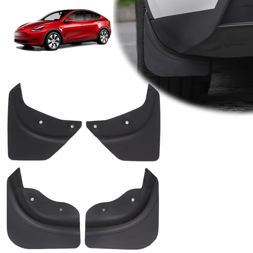 Image of Tesla Mud Flaps for Model Y 2021-2024, Splash Guards No Need to Drill All Weather Winter Durable Protection Tesla Model Y Accessories, Set of 4