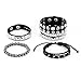 Tosmifairy 4Pcs/Set Fashion Street Hip Hop Leather Studded Cuff Bracelets Multiple Wristbands Bangle Emo Acceossries for 80s Punk Rock Concert Outfit (Solid Studded + Spiked)