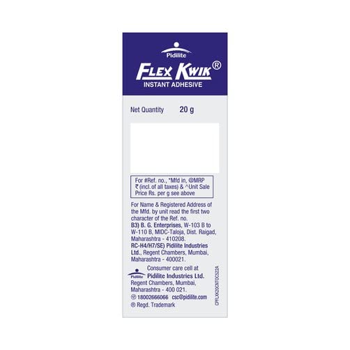 Image of Pidilite Flex Kwik Instant Adhesive Fast Bonding for Flex and PVC Doors (20g)