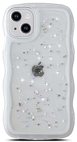 Coque iPhone 13 Mini transparente Qokey en TPU souple antichoc à bords ondulés pour fille