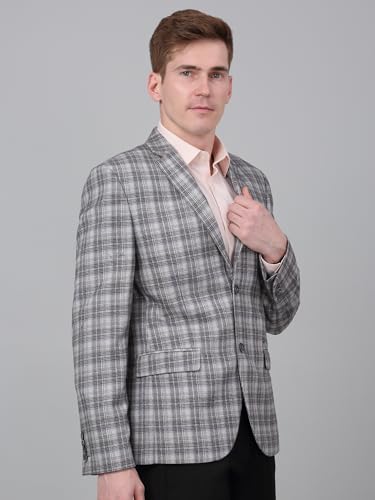 Image of Cantabil Checkered Full Sleeves Notch Lapel Formal Blazer for Men | Formal Blazer for Men | Men Blazer for Formal (P MBZF00166)