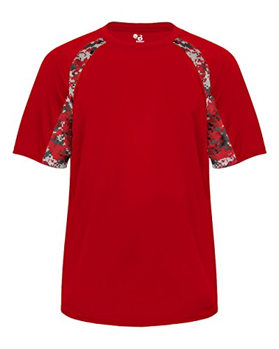 Badger Sport Red Digi-Camo Adult MD Short Sleeve